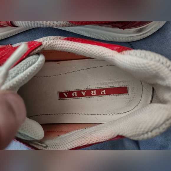 Prada America's Cup size 10 shoes Red/Lt. Grey - Picture 2 of 2